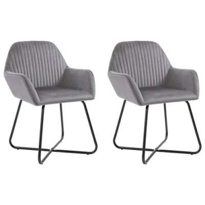 Afbeelding van Eetkamerstoelen 2 st fluweel grijs