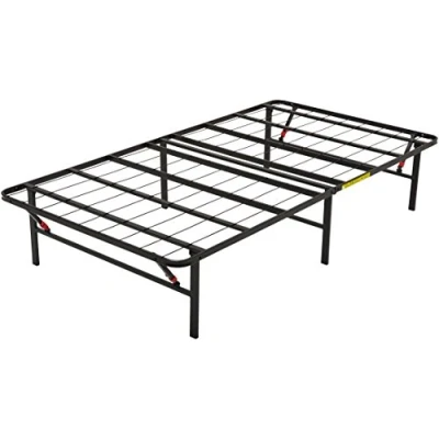 Afbeelding van Amazon Basics Inklapbaar bedframe met platform, montage zonder gereedschap, opslag onder het bed, voor eenpersoonsbed, 90 x 190 cm, zwart, 35,5 cm