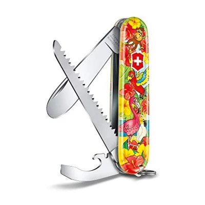 Afbeelding van My First Victorinox Junior Zakmes Parrot Editie 9 Functies met Nekkoord en Kleurboek