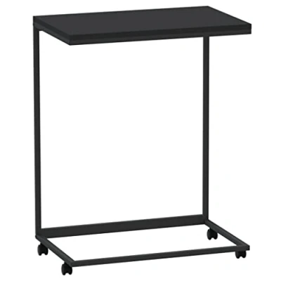 Afbeelding van vidaXL Bijzettafel met wielen, zwart, 55 x 35 70 cm, bewerkt hout