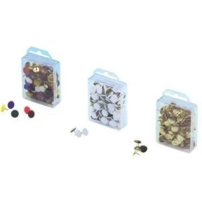Image de Wedo punaises, couleurs assorties, diamètre: 10 recouvertes de matière plastique contenu: 100 pièces dans une boîte transparen