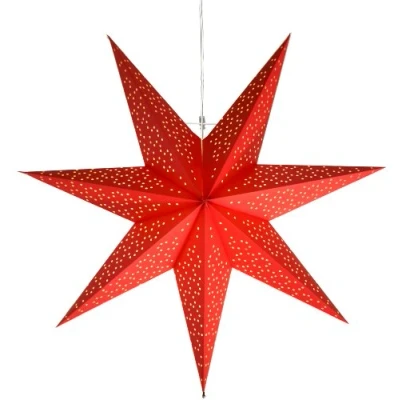 Afbeelding van Star Trading Kerstster Dot vanStar Trading, 3D papieren ster Kerst in rood, decoratieve om op te hangen met kabel, E14 fitting, Ø: 54 cm