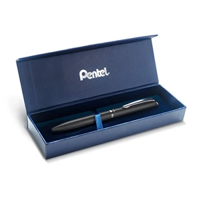 Afbeelding van Pentel BL2007 EnerGel Gel roller, hoogwaardig, intrekbaar, 0,7 mm punt, metalen behuizing, mat, zwart, geschenkdoos