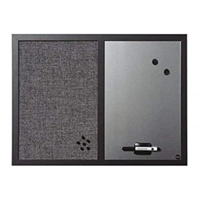 Afbeelding van Bi Office MX04434168 Combobord, Prikbord en Whiteboard, 22 mm Dik, 60 x 45 cm, Textiel Oppervlak Zilver Magnetisch, Grijs