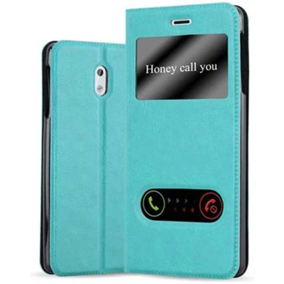 Afbeelding van Cadorabo Hoesje geschikt voor Nokia 3 2017 in MUNT TURKOOIS Beschermhoes met magnetische sluiting, standfunctie en 2 kijkvensters Book Case Cover Etui