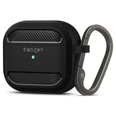 Image de Spigen Rugged Armor Étui pour écouteurs sans fil robuste polycarbonate, polyuréthanne thermoplastique (TPU) noir Apple AirPods