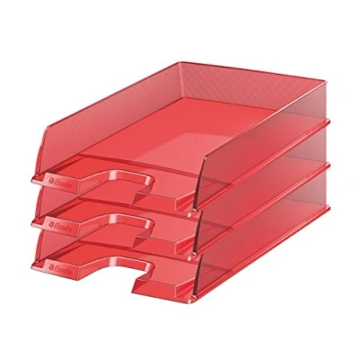 Image de Esselte Europost Lot de 10 Corbeilles à Courrier Rouge Translucide