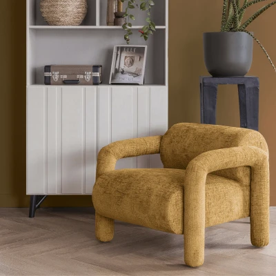 Afbeelding van Lenny fauteuil grove textuur velvet goud/geel