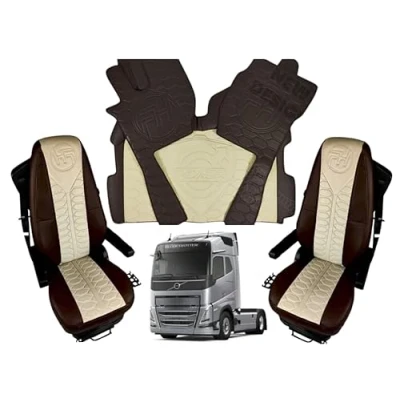 Afbeelding van VOLVO FH4 FH5 FH Aero voetmatten + stoelhoezen voor (bruin/beige)