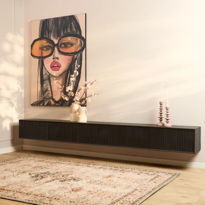 Afbeelding van Mangoe Zwevend tv meubel Madison Black 280 cm