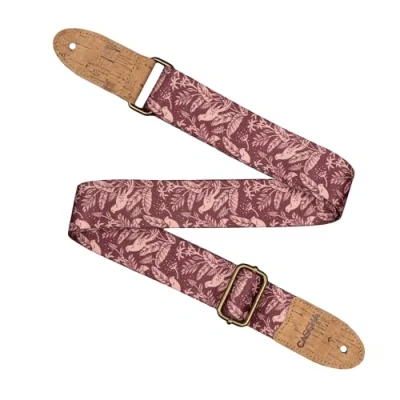 Afbeelding van CASCHA Veganistische ukelele riem Mauve Birds Verstelbare en comfortabele van milieuvriendelijke materialen, duurzaam elegant, past op alle ukeleles,