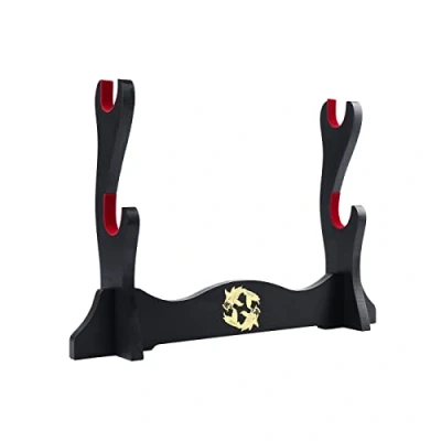 Afbeelding van Z fiber Japanse Zwaardhouder Fluwelen Gewatteerde Katana Stand Samurai Display Alle Zwaarden Tanto Yin en Yang, 2 Tier