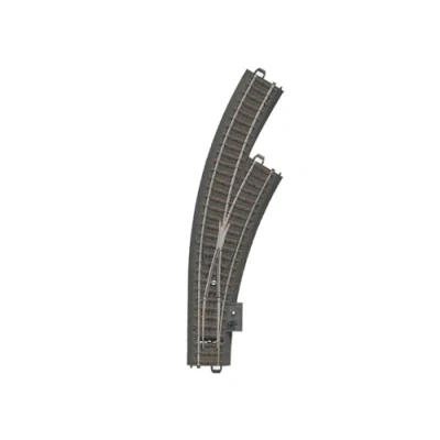 Afbeelding van H0 Märklin C rails (met ballastbed) 24672 Gebogen wissel, Rechts 30 Met handbediening