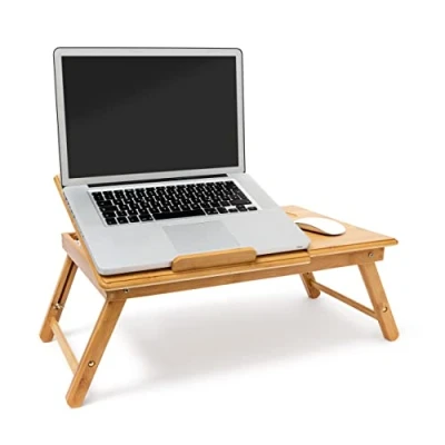 Afbeelding van Relaxdays laptoptafel bamboe bedtafel bijzettafel laptop standaard verstelbaar