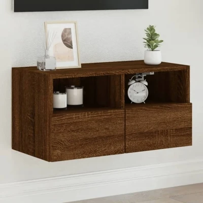 Afbeelding van Tv wandmeubel 60x30x30 cm bewerkt hout bruineikenkleurig