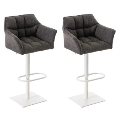 Image de CLP Lot de 2 tabourets bar Damaso en tissu , Blanc/Gris titane