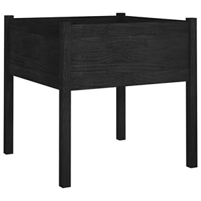 Afbeelding van vidaXL Plantenbak tuinbak zwart 70x70x70 cm van massief grenenhout