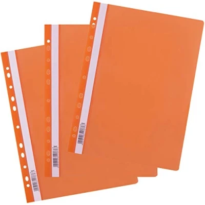 Afbeelding van D.RECT 25 stuks A4 mappen met kunststof perforatie transparante voorklep, map van polypropyleenfolie, geperforeerd, Europese perforatie, oranje