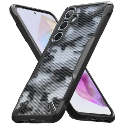 Afbeelding van Ringke Fusion X Beschermhoes compatibel met Samsung Galaxy A35 (2024), [bescherming van militaire kwaliteit] krasbestendig Advanced Rugged Heavy Duty Bumper PC + TPU Camouflage zwart
