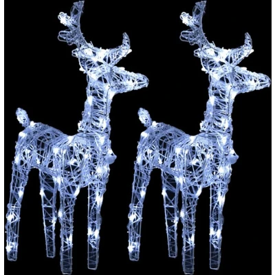 Afbeelding van Kerstrendieren 2 st 80 LED&#039;s acryl koudwit