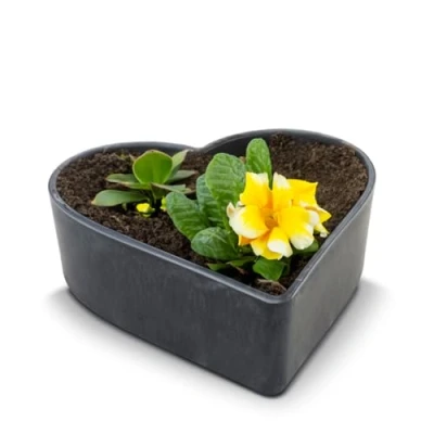 Afbeelding van Matches21 weerbestendige hartvormige bloempot voor buiten, grote decoratieve schaal in zwart gemarmerd als bloembak, 24 cm bloemen of begraafplaats begrafenissieraad