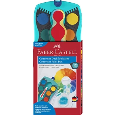 Afbeelding van Faber Castell waterverf doos Connector 12 kleuren +1 tube wit FC 125003