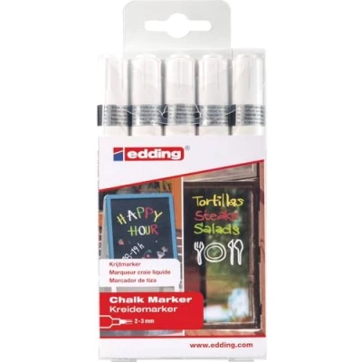 Afbeelding van Edding Krijtmarker E 4095 Wit, Etui Van 5 Stuks