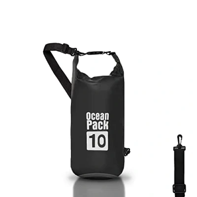 Afbeelding van Waterdichte Rugzak 5/10/20L Liter, Dry Bag Zee, Pouch Case Verstelbare Schouderriem voor Boot Vissen Rafting Strand Watersport, Beschermen Telefoon/Zilver/Kaart/Sleutel, zwart.,