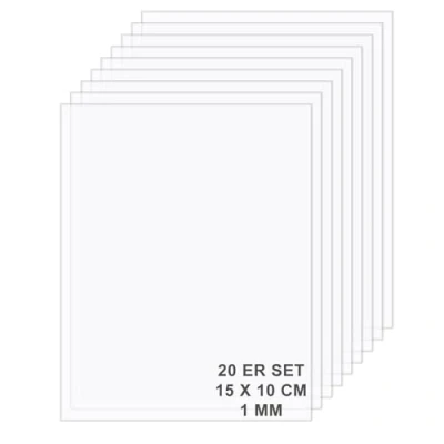 Afbeelding van ASelected Acrylglasplaat, 20 stuks, plexiglas, transparant, 10 x 15 cm, 1 mm, acrylplaat voor fotolijst, schilderij, knutselen, tafeldisplay