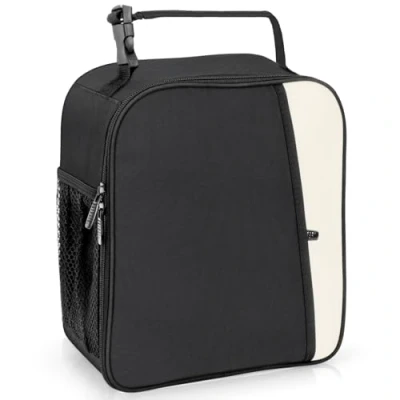 Afbeelding van Alyvisun Koeltas voor lunch, 7 l, herbruikbaar, waterdicht, vierkant, geïsoleerd, met handvat sluiting, dames, kinderen, picknick, werk (zwart)