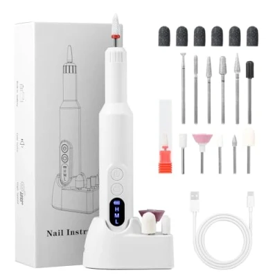 Image de Brencco Ponceuse pour Ongles Professionnel Sans Fil Polyvalence 12 en 1, Lime Electrique 18000 RPM avec Écran LED et Base 8 Embouts, a Ongle Manucure Pédicure à Domicile