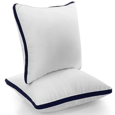 Afbeelding van Beddengoed Hoofdkussen (set van 2), 65 x cm slaapkussen, geborstelde stof, overtrek, bedkussen, premium kwaliteit, licht en versleten kussen (marineblauw)