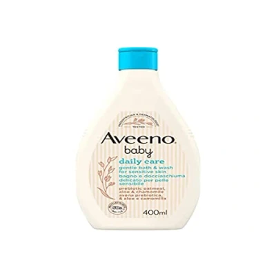 Afbeelding van Aveeno Baby Daily Care Delicaat bad en douche, babyschuimbad voor een grondige reiniging van de gevoelige huid, met badhaver, 400 ml