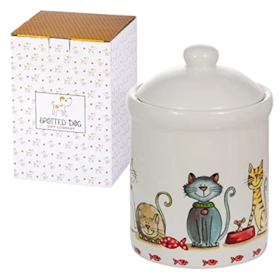 Afbeelding van Keramische Voorraaddoos Met Kattenmotieven Deksel Opbergdoos voor de Keuken Cadeau Kattenliefhebbers Vaatwasmachinebestendig Organizer
