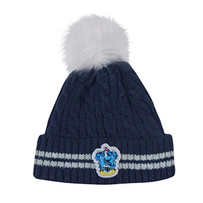 Image de Cinereplicas Harry Potter Pompon Bonnet Licence Officielle Maison Serdaigle Bleu et Gris