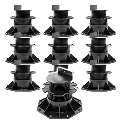 Afbeelding van XPOtool Terrasladders, 10 stuks, 2700 kg, 60 138 mm, in hoogte verstelbare poten voor terrasplanken, platen en planken
