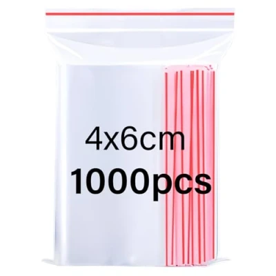 Afbeelding van Omtofo 1000 stuks 4 x 6 cm rits zak transparant kleine