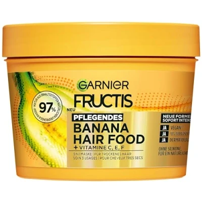 Afbeelding van Garnier Fructis 3 in 1 voedend bananenmasker voor droog haar met extra veganistisch lipidencomplex, 400 ml