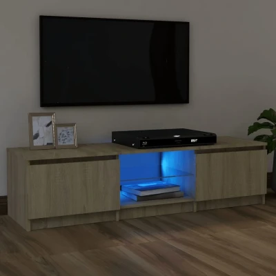 Afbeelding van Tv meubel met LED verlichting 120x30x35,5 cm sonoma eikenkleur