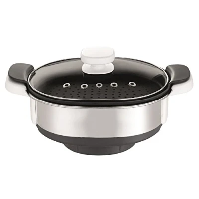 Afbeelding van Moulinex XF384B10 Stoompan, accessoires, officiële Companion kom, sapverzamelaar, compatibel met alle keukenmachines, gezelschap, zilverkleurig