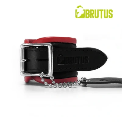 Afbeelding van BRUTUS Leren Enkelboeien Zwart/Rood