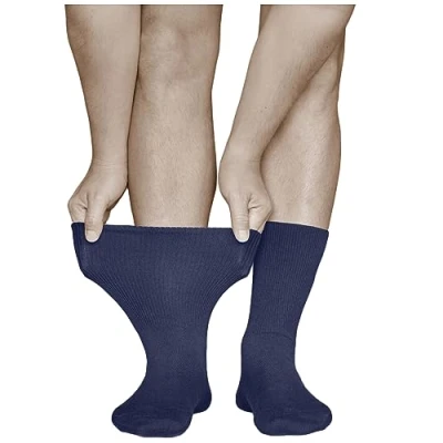 Afbeelding van VITSOCKS Extra grote sokken voor diabetici heren (3 PAAR) sterke of opgeblazen kuit, Navy Blauw