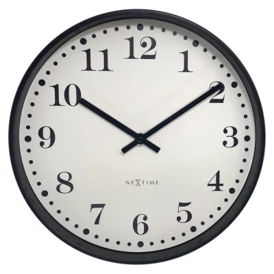 Afbeelding van Wandklok 30cm Stil Zwart/Wit Plastic NeXtime &#039;Dickens&#039;