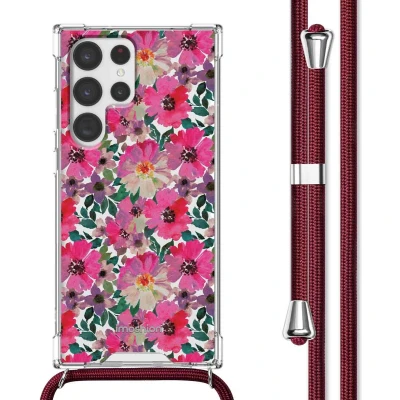 Afbeelding van iMoshion Hoesje Geschikt voor Samsung Galaxy S22 Ultra met Koord Design Meerkleurig / Flower Water
