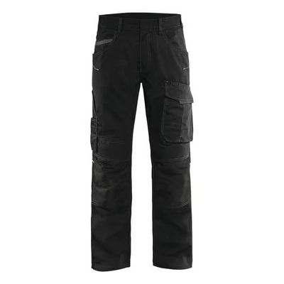 Image de Pantalon services stretch noir/gris foncé, boutons cachés