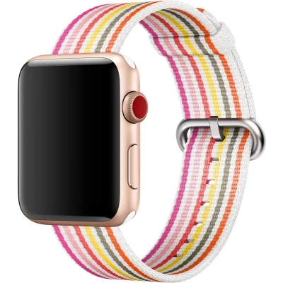 Afbeelding van Apple origineel Woven Nylon Watch 42mm / 44mm 45mm 49mm Pink Stripe MRHD2ZM/A