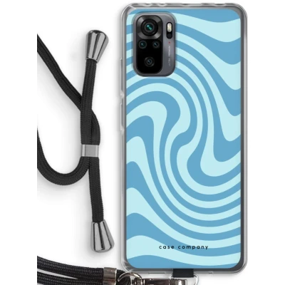 Afbeelding van Case Company® hoesje met Koord geschikt voor Xiaomi Redmi Note 10 Pro Swirl Blauw Telefoonhoesje Zwart Bescherming aan alle Kanten en Over de Schermrand