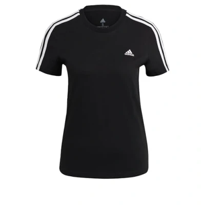 Afbeelding van adidas Sportswear Essentials Slim 3 Stripes T shirt Dames Zwart XS kort