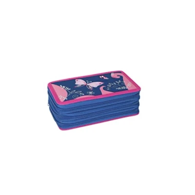 Afbeelding van Eberhard Faber 577470 Triple Decker schooltas met 3 ritssluitingen vlindermotief en 36 schrijfaccessoires, voor kleuterschool school