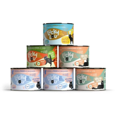 Afbeelding van 6x200g Lucky Lou Lifestage Adult Wild Mix Nat Kattenvoer